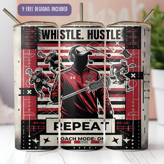 Envoltura para vaso de entrenador de lacrosse PNG: diseño de sublimación delgado de 20 oz para regalo de entrenador