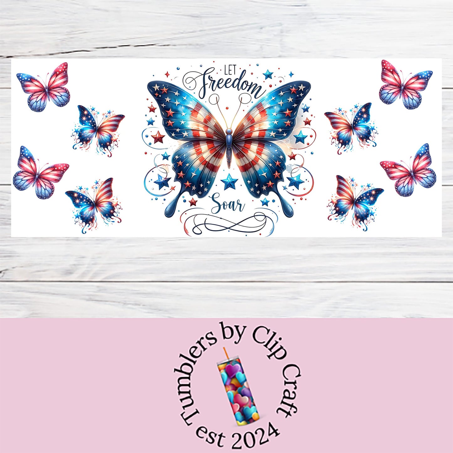 a picture of a butterfly with a ribbon on it