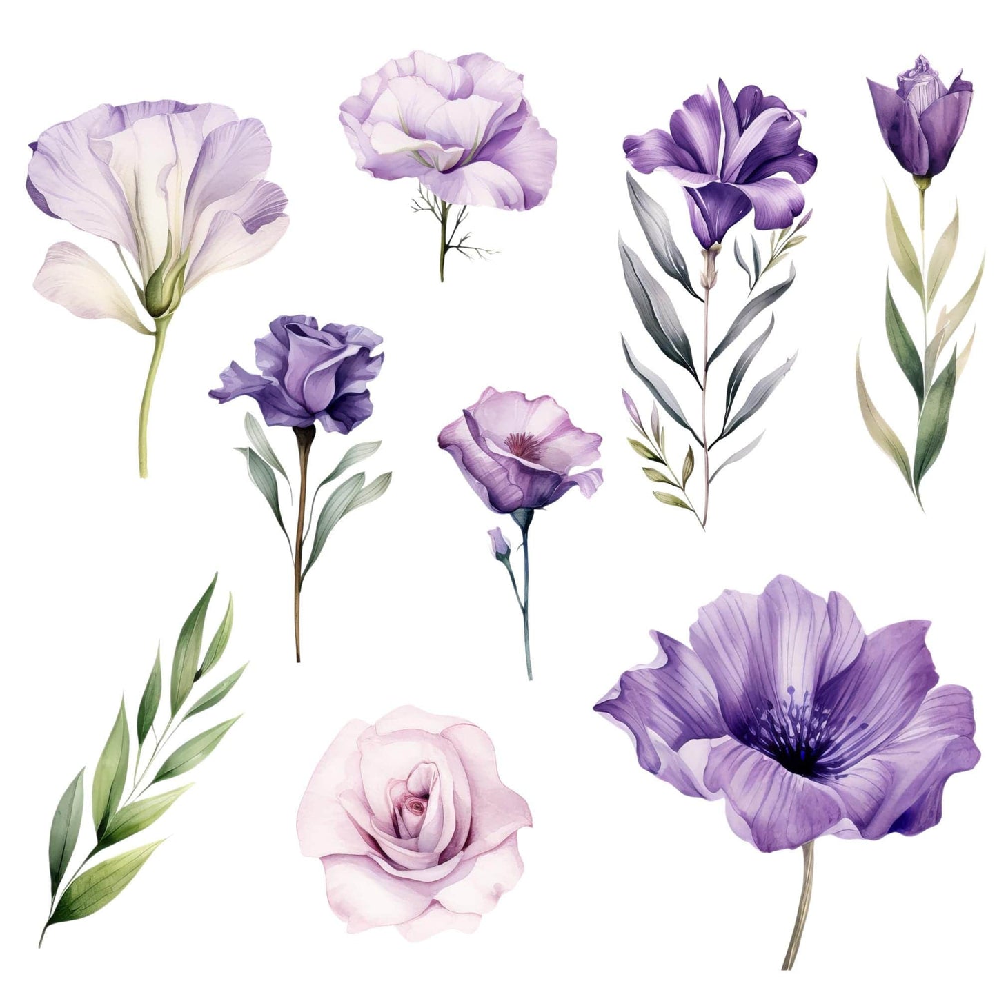 Light and Dark Purple Floral Clipart