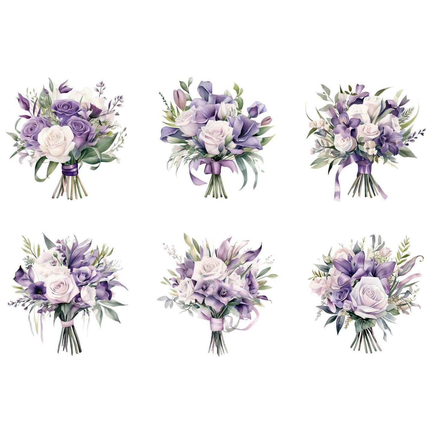 Light and Dark Purple Floral Clipart