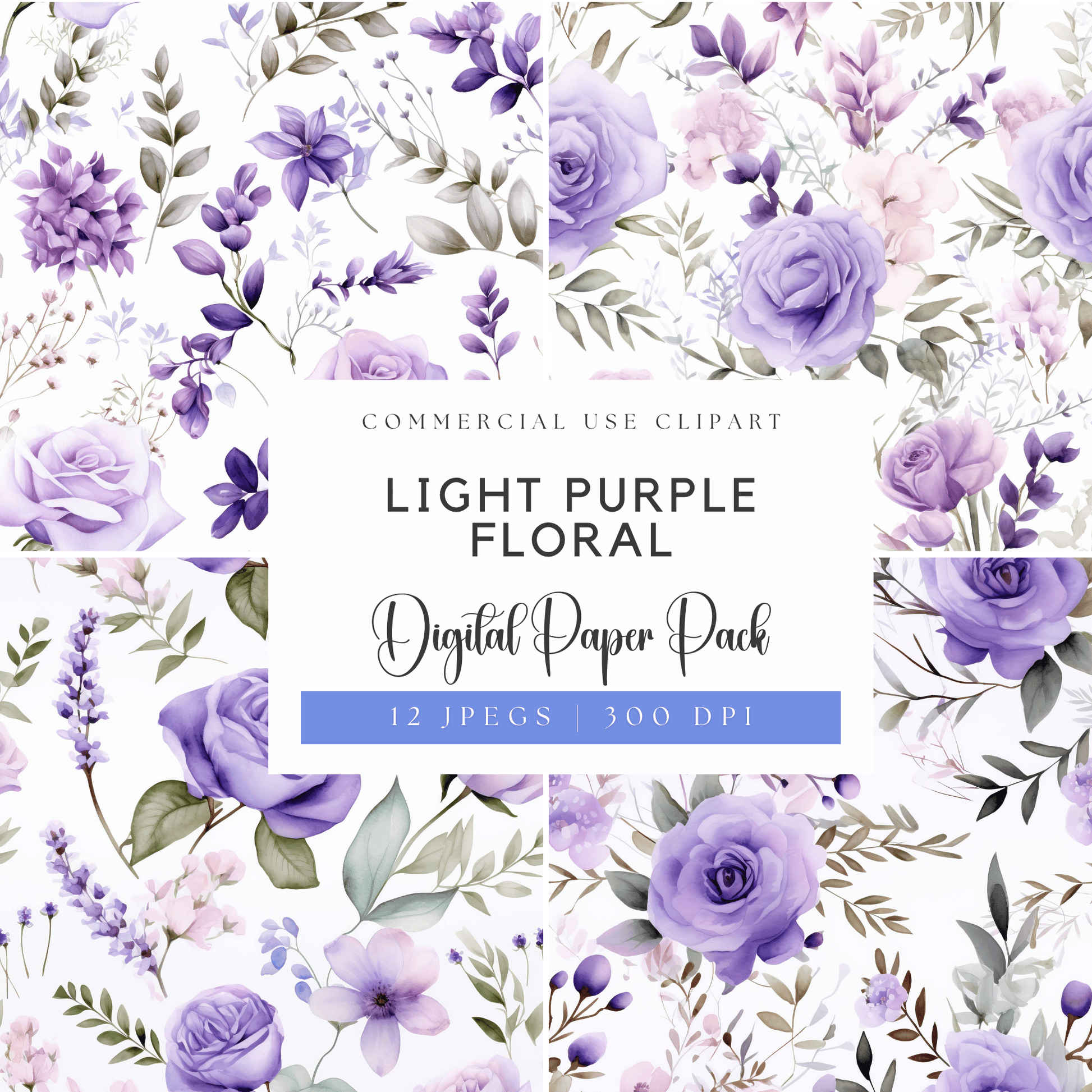 a floral background with purple flowers and greenery