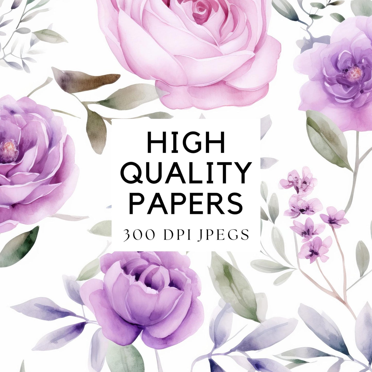 Lilac floral digital papers