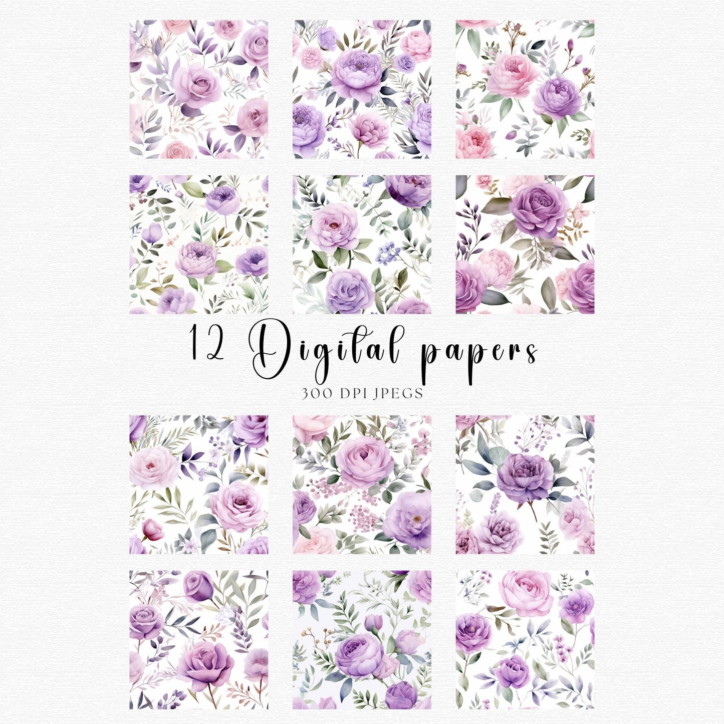 Lilac floral digital papers