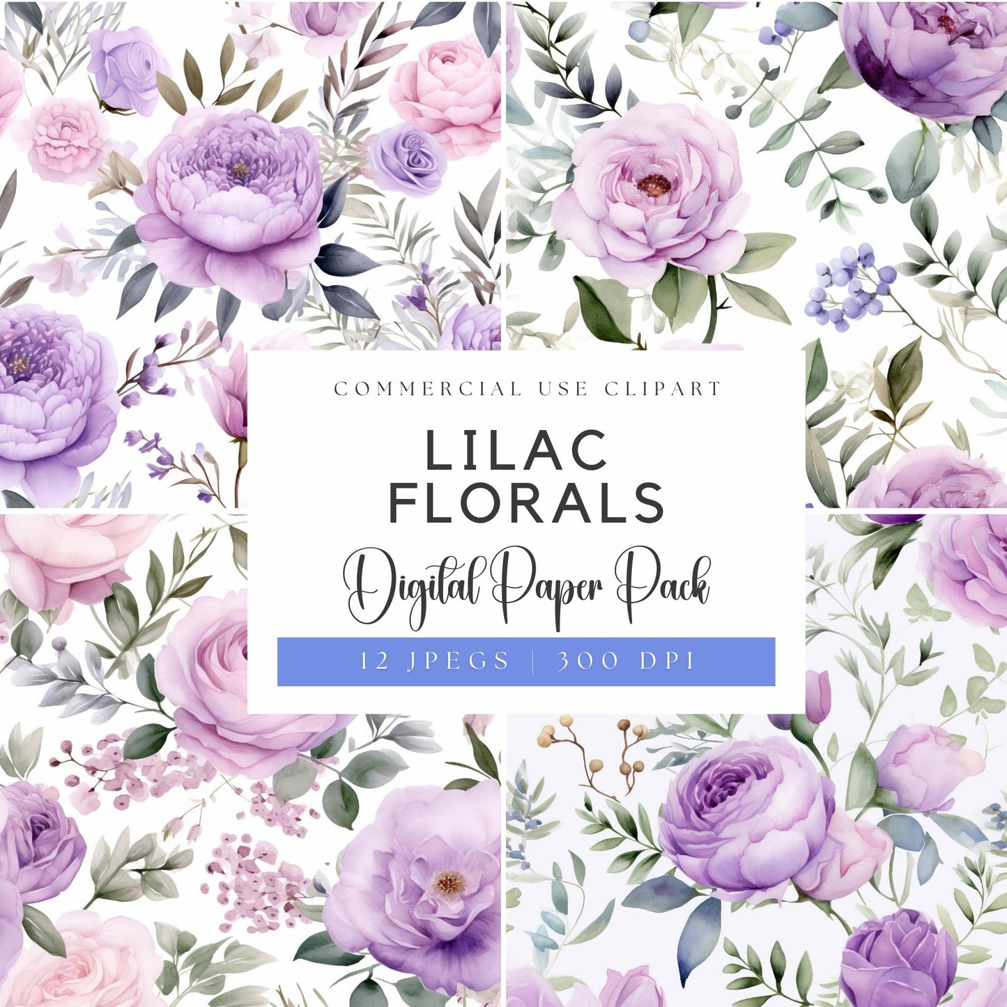 Lilac floral digital papers