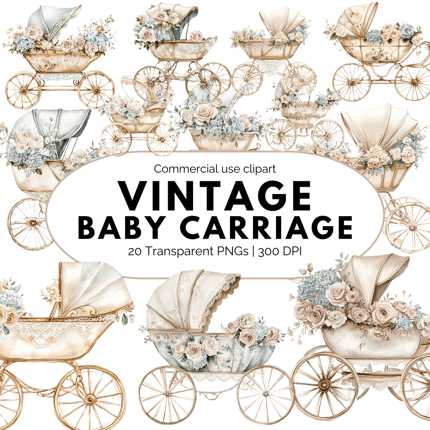Little Princess Baby Carriage Clipart