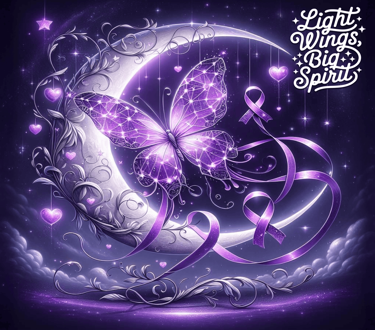 Lupus Tumbler PNG – Purple Butterfly Awareness 20oz Skinny Wrap for Sublimation