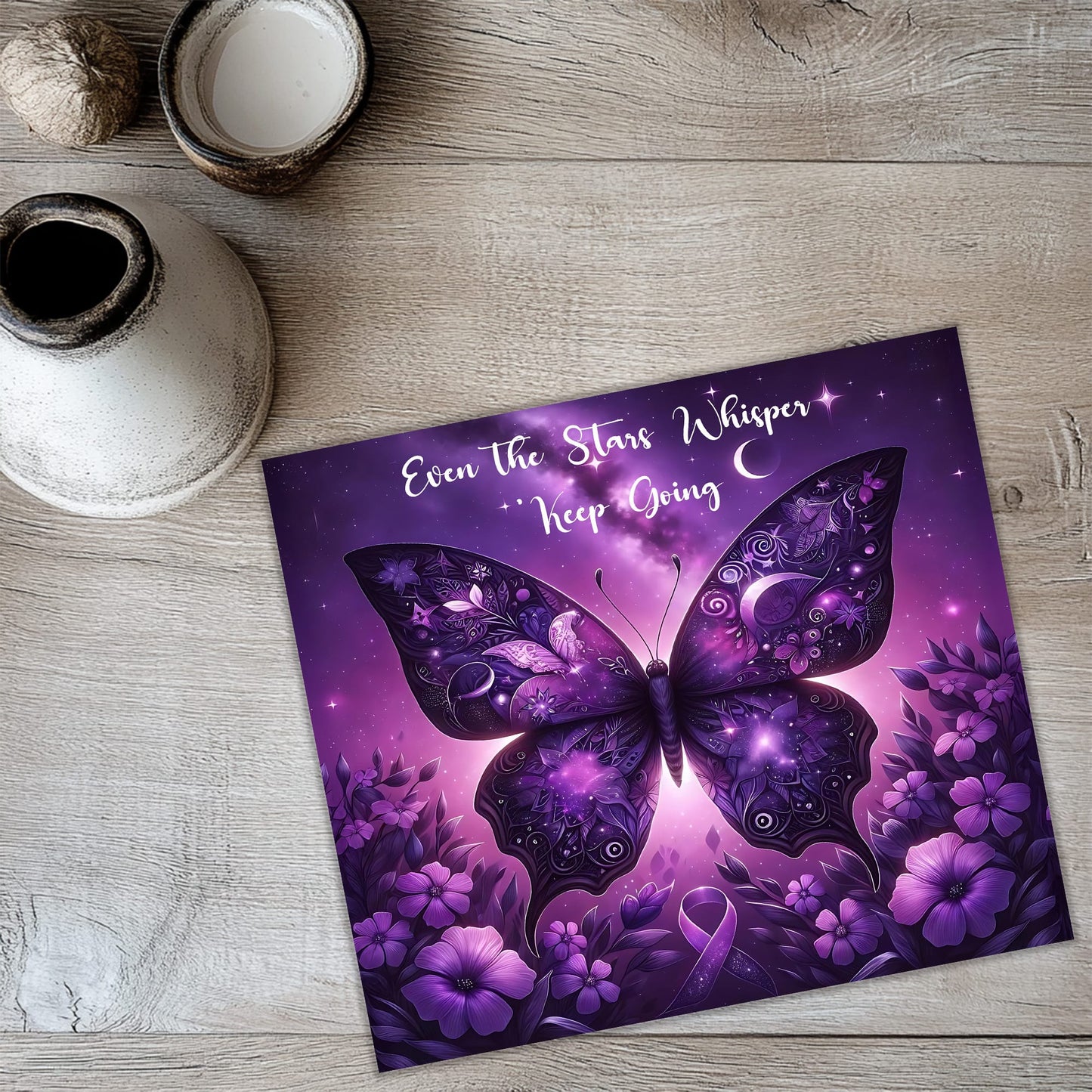 Lupus Tumbler PNG – Purple Butterfly Awareness 20oz Skinny Wrap for Sublimation