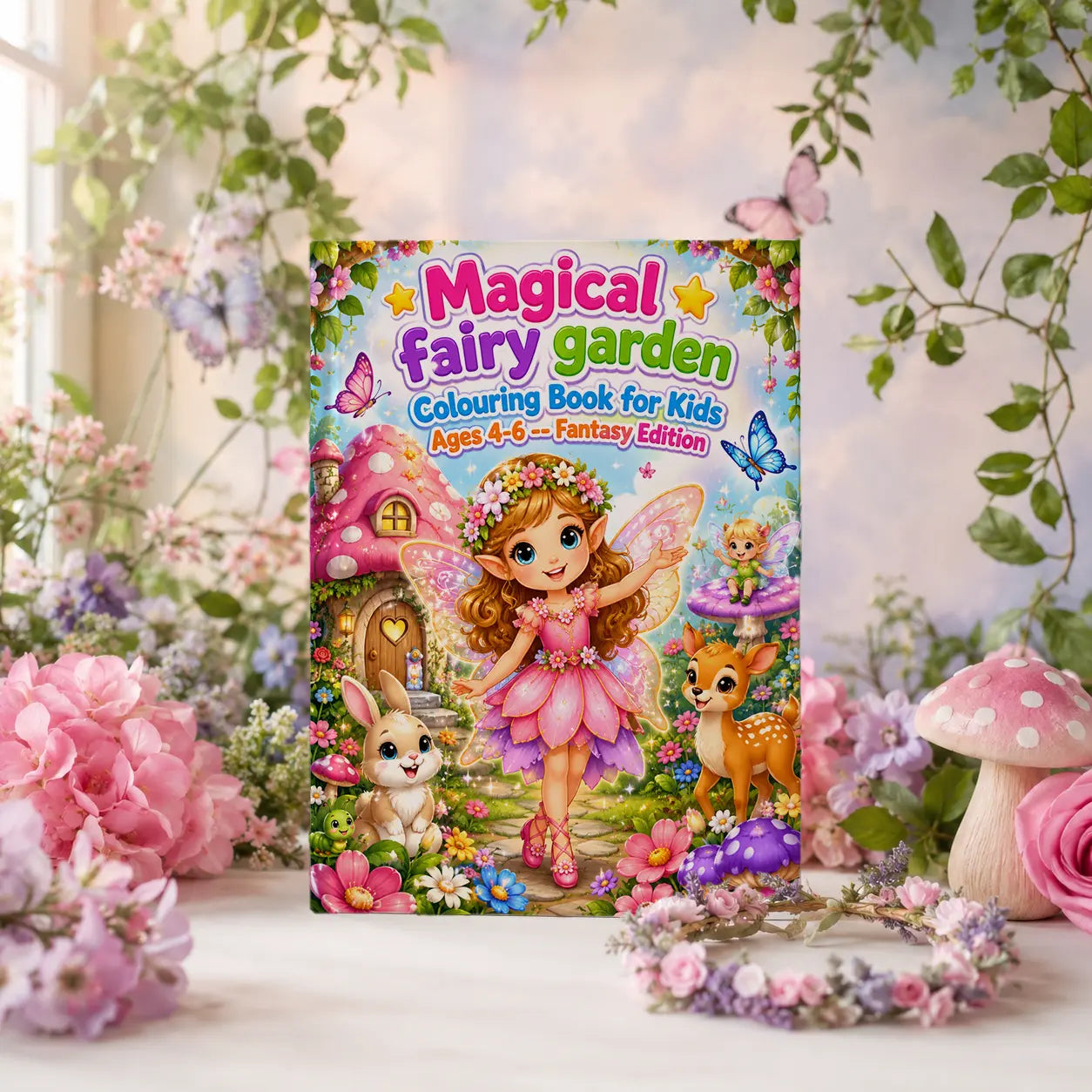 Magical Fairy Garden Colouring Book for Kids Ages 4–6 | Fantasy Fairy Printable | PLR & MRR Included