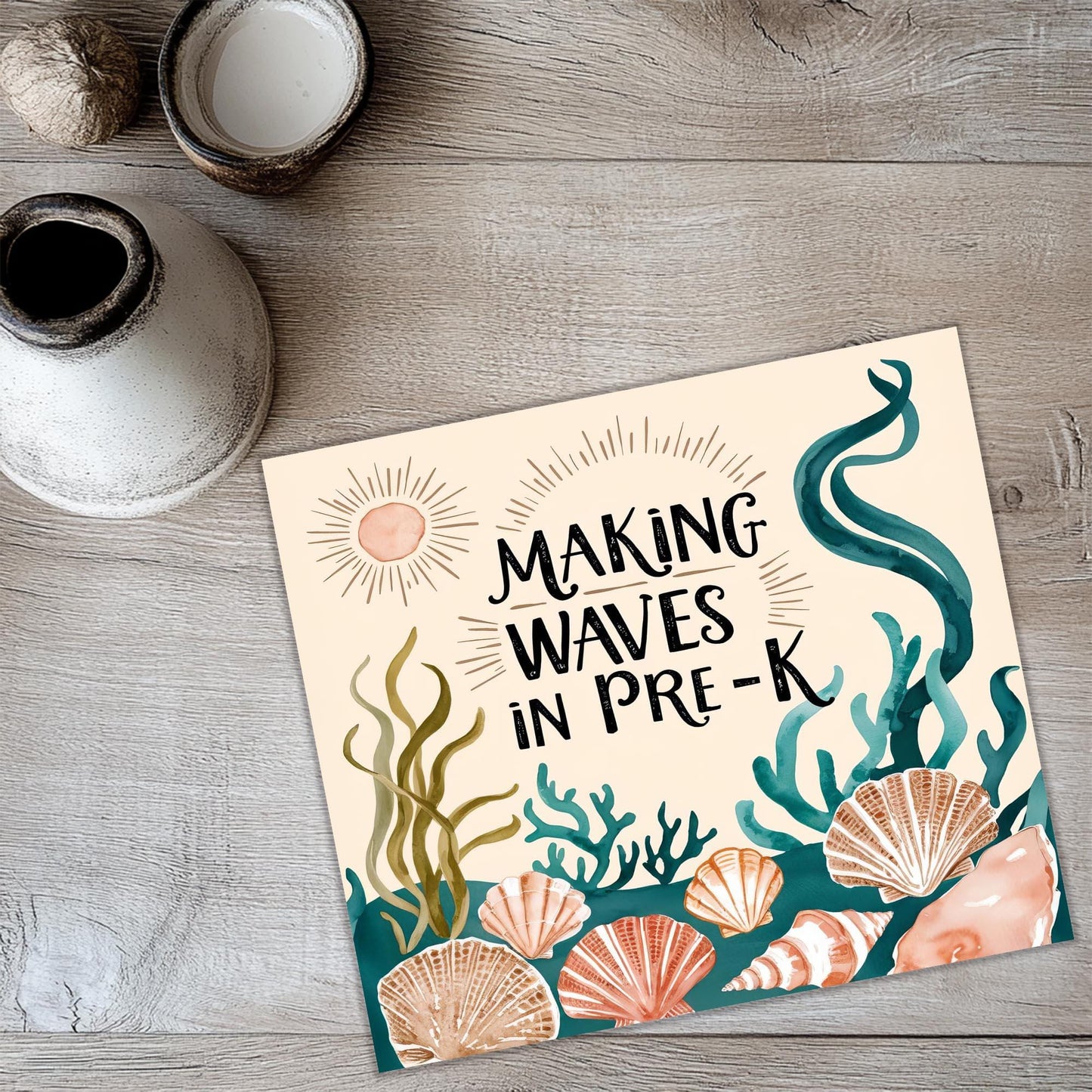 a card with the words making waves in pre - k