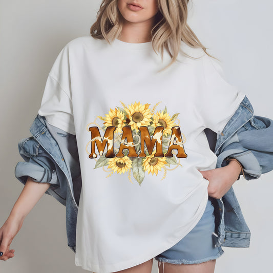 Mama Cowhide Sunflower PNG – Western Leopard Print Country Mom Sublimation Design