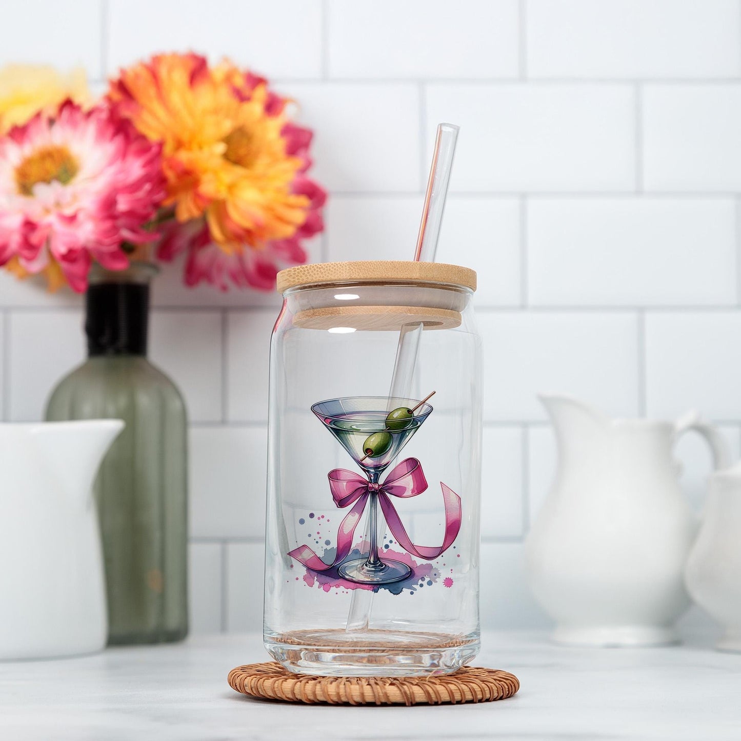 Martini Glass with Bow Clipart