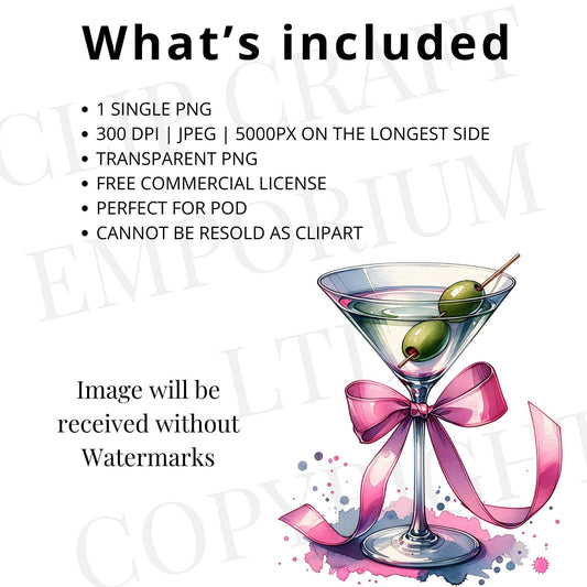 Martini Glass with Bow Clipart