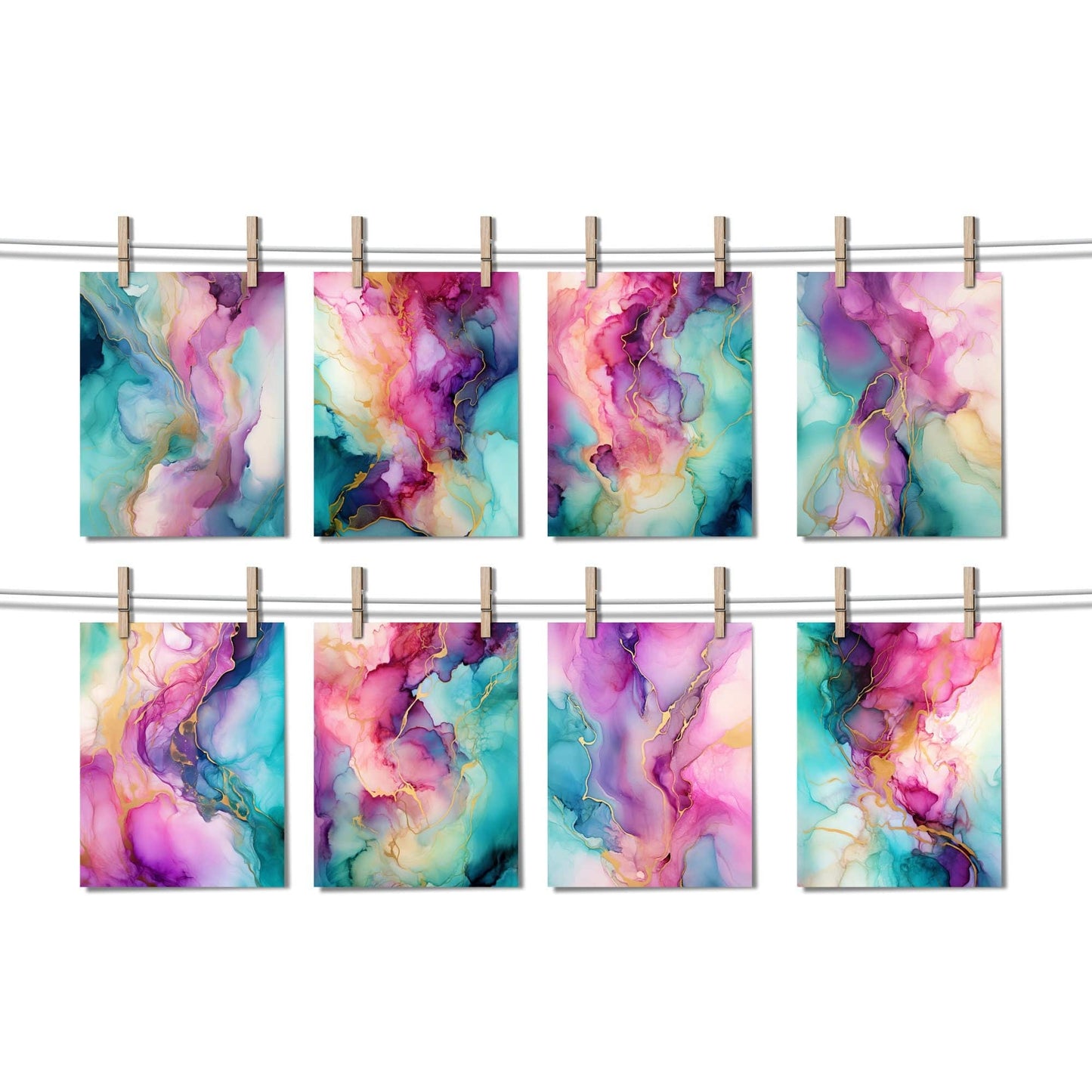 Mermaid Color Alcohol ink Texture Clipart