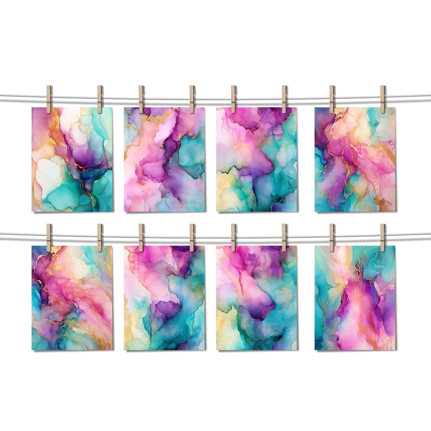 Mermaid Color Alcohol ink Texture Clipart
