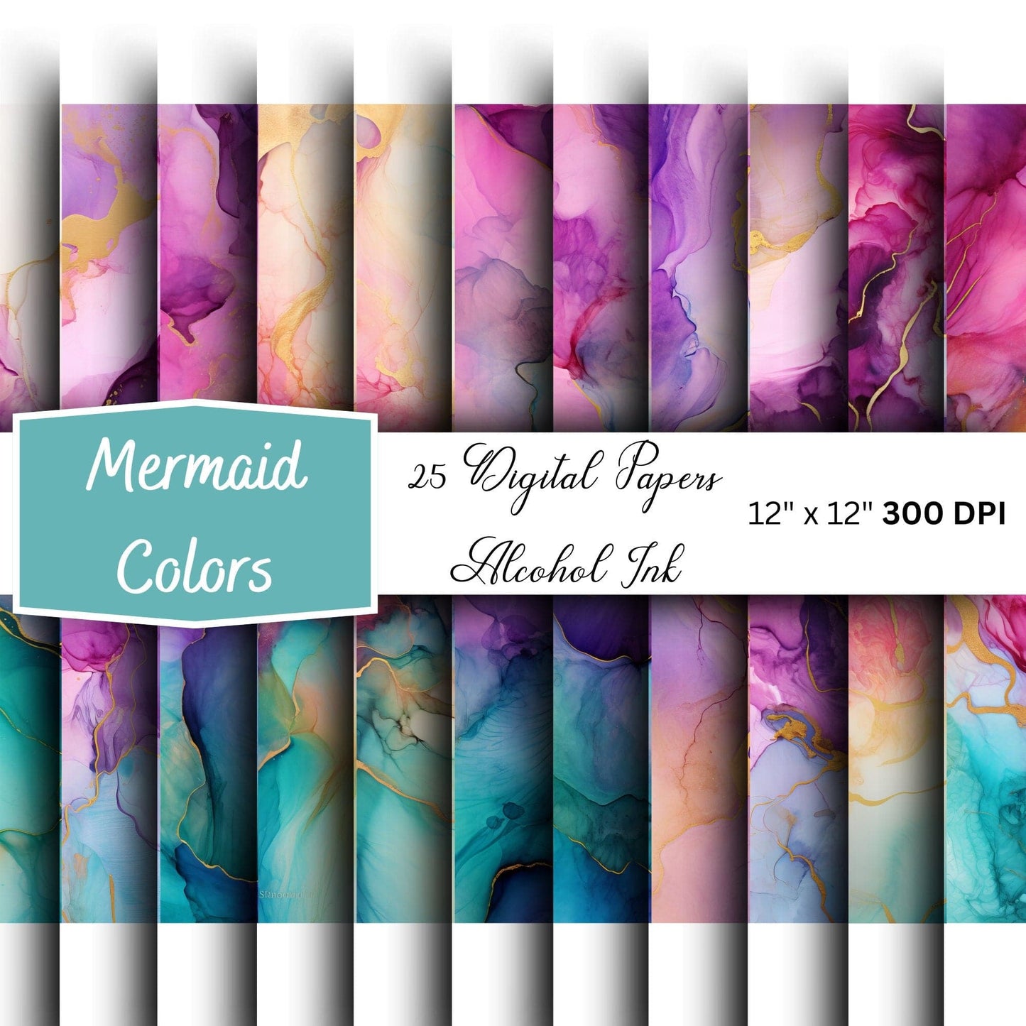 Mermaid Color Alcohol ink Texture Clipart