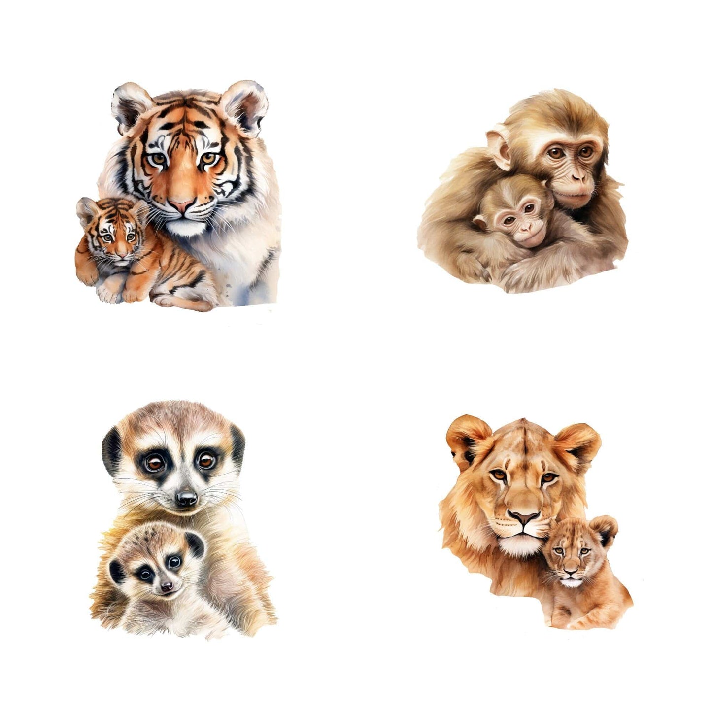 Mother & Baby Safari Animals Clipart