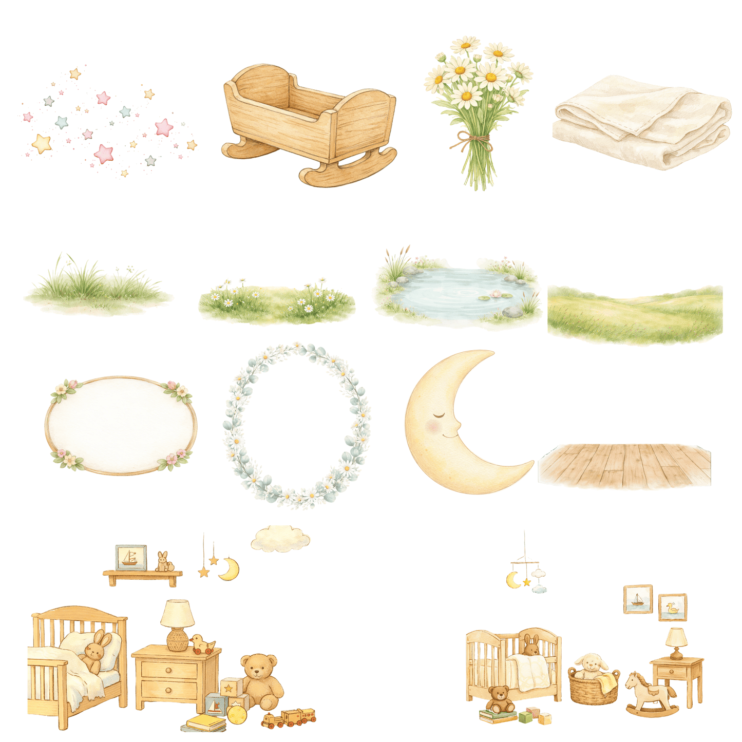Mother Goose Clipart Bundle – Baby Duck PNG Graphics, Vintage Nursery Rhyme Clipart, Cute Kids Printable Design Pack