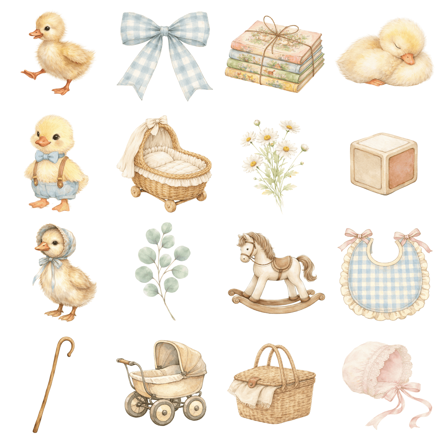 Mother Goose Clipart Bundle – Baby Duck PNG Graphics, Vintage Nursery Rhyme Clipart, Cute Kids Printable Design Pack