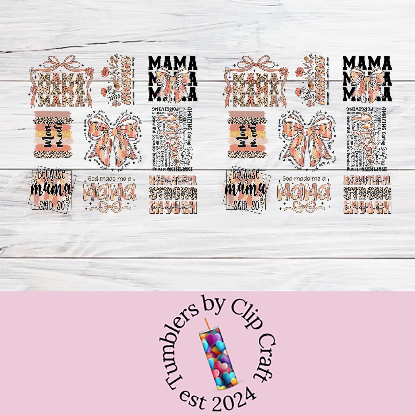 a pink and white background with the words mama mama on it