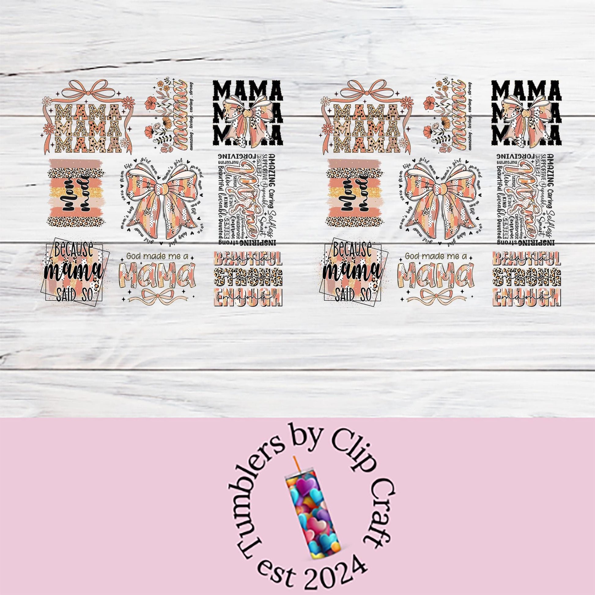 a pink and white background with the words mama mama on it