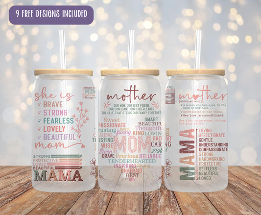 three personalized mother's day mason jars on a wooden table