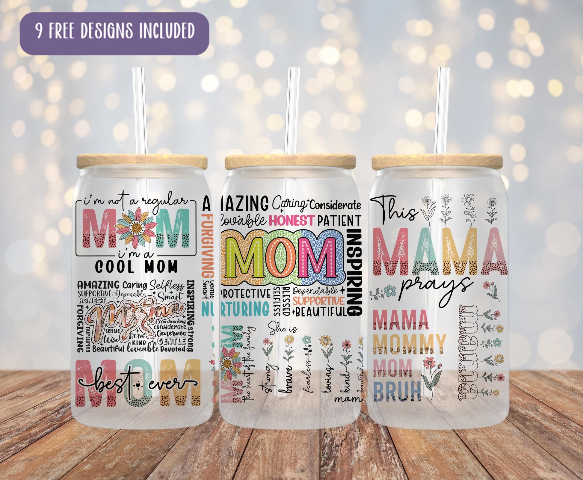 two personalized tumblers with the names of mom and daughter