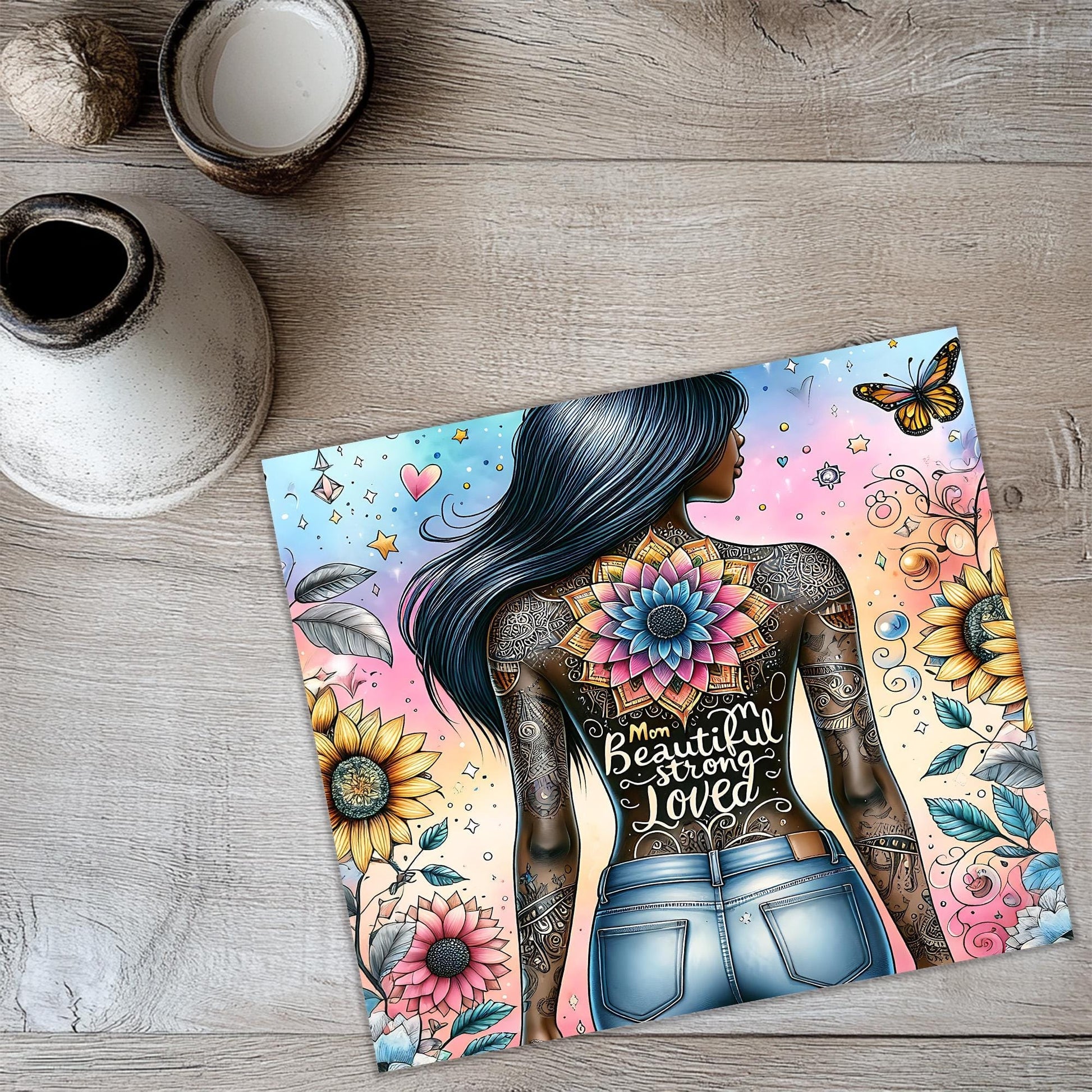 a picture of a woman with tattoos on her back
