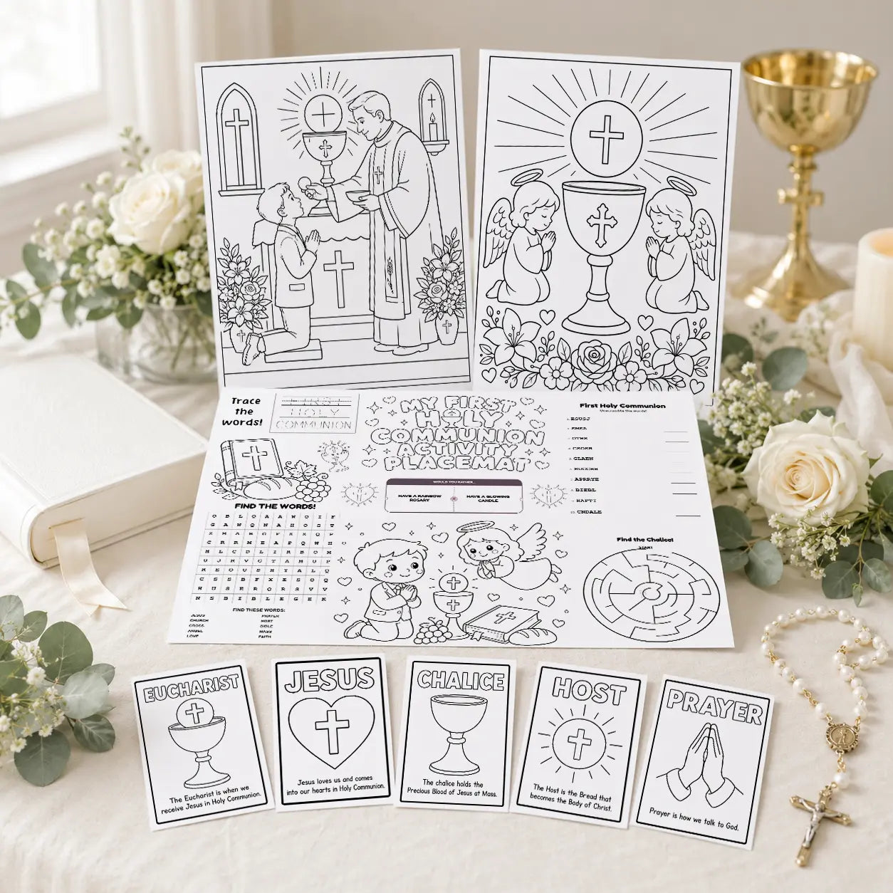 My First Holy Communion Activity Book for Kids | Catholic Printable Pack | PLR & MRR Included