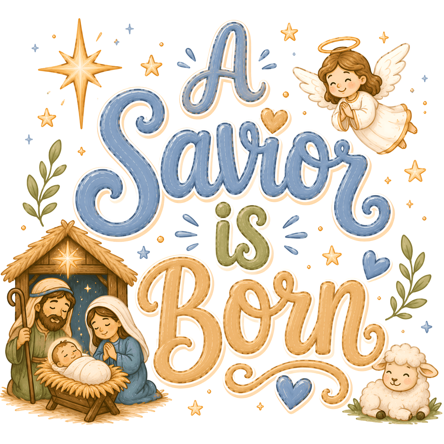 Nativity Watercolor Clipart Bundle | 50 Commercial Use Christmas PNGs
