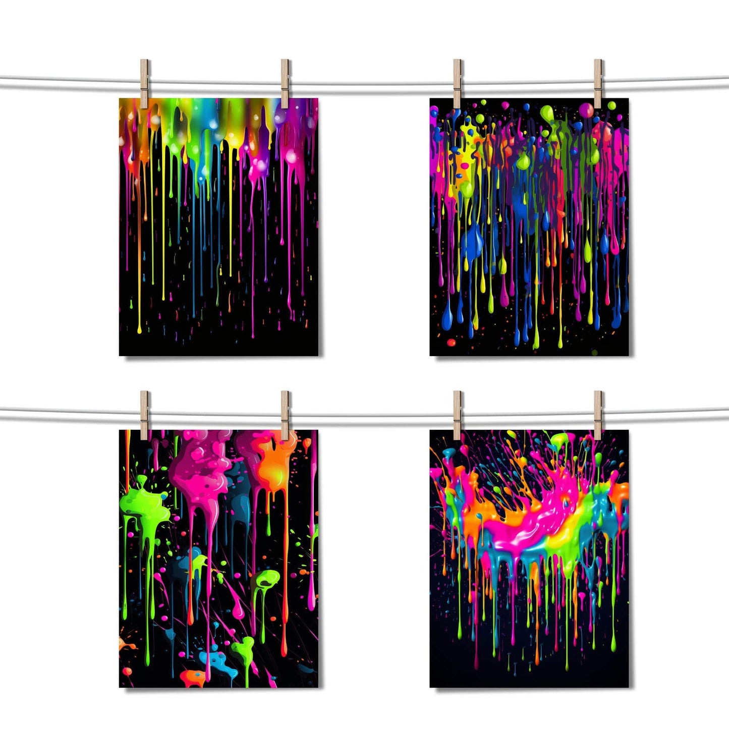 Neon Paint Splatter Digital Paper