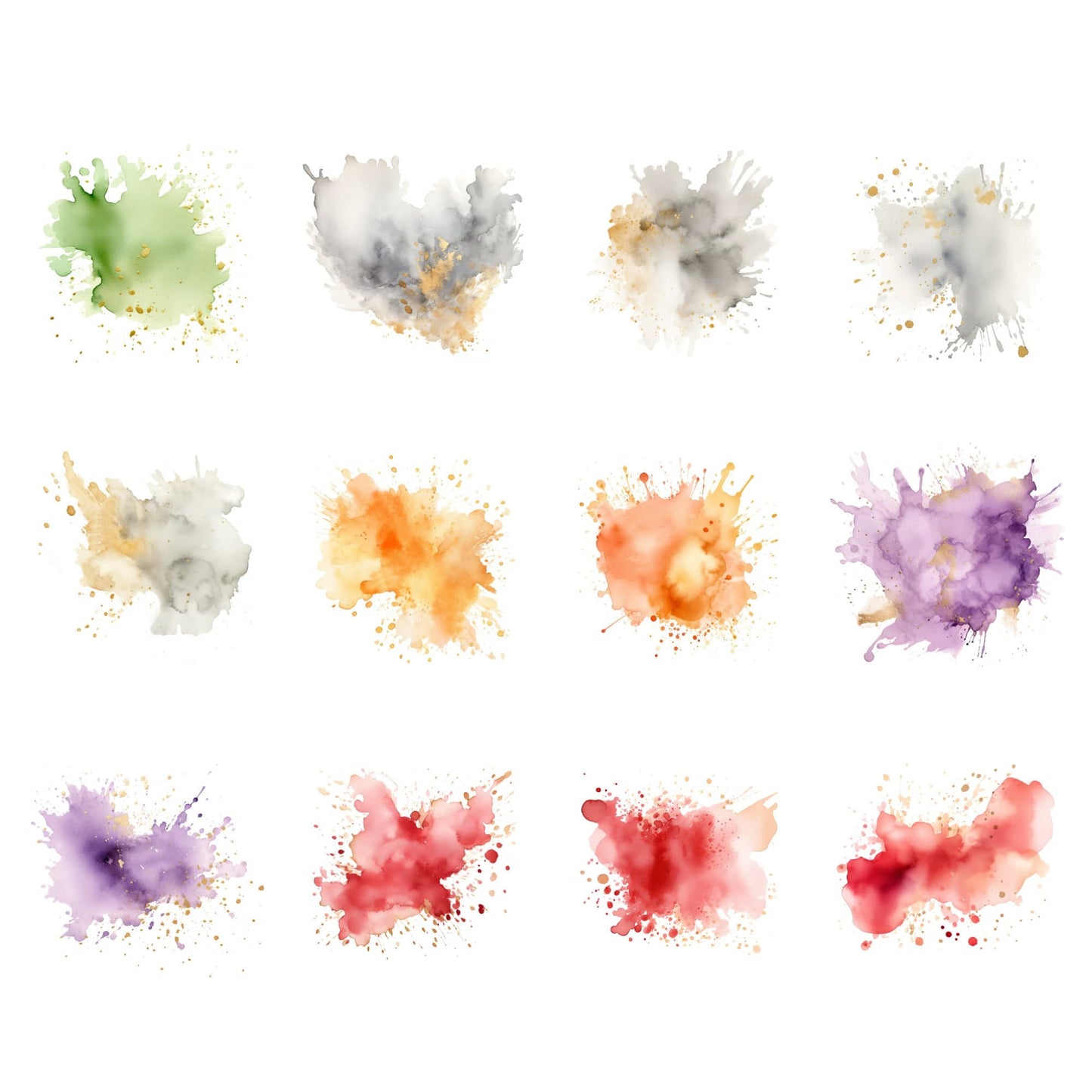 Neutral watercolor splatter clipart