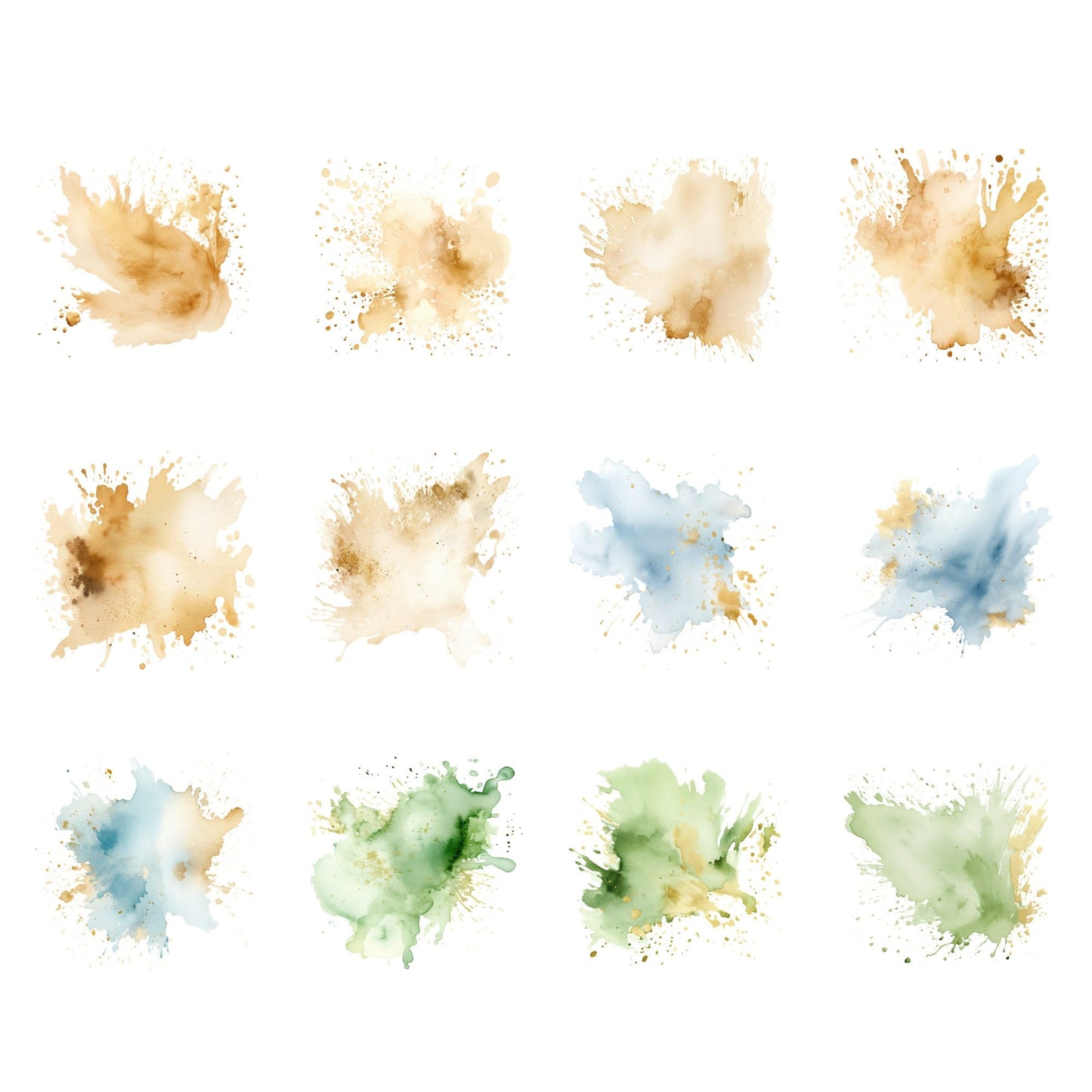 Neutral watercolor splatter clipart