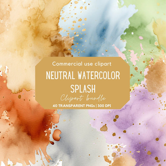 Neutral watercolor splatter clipart