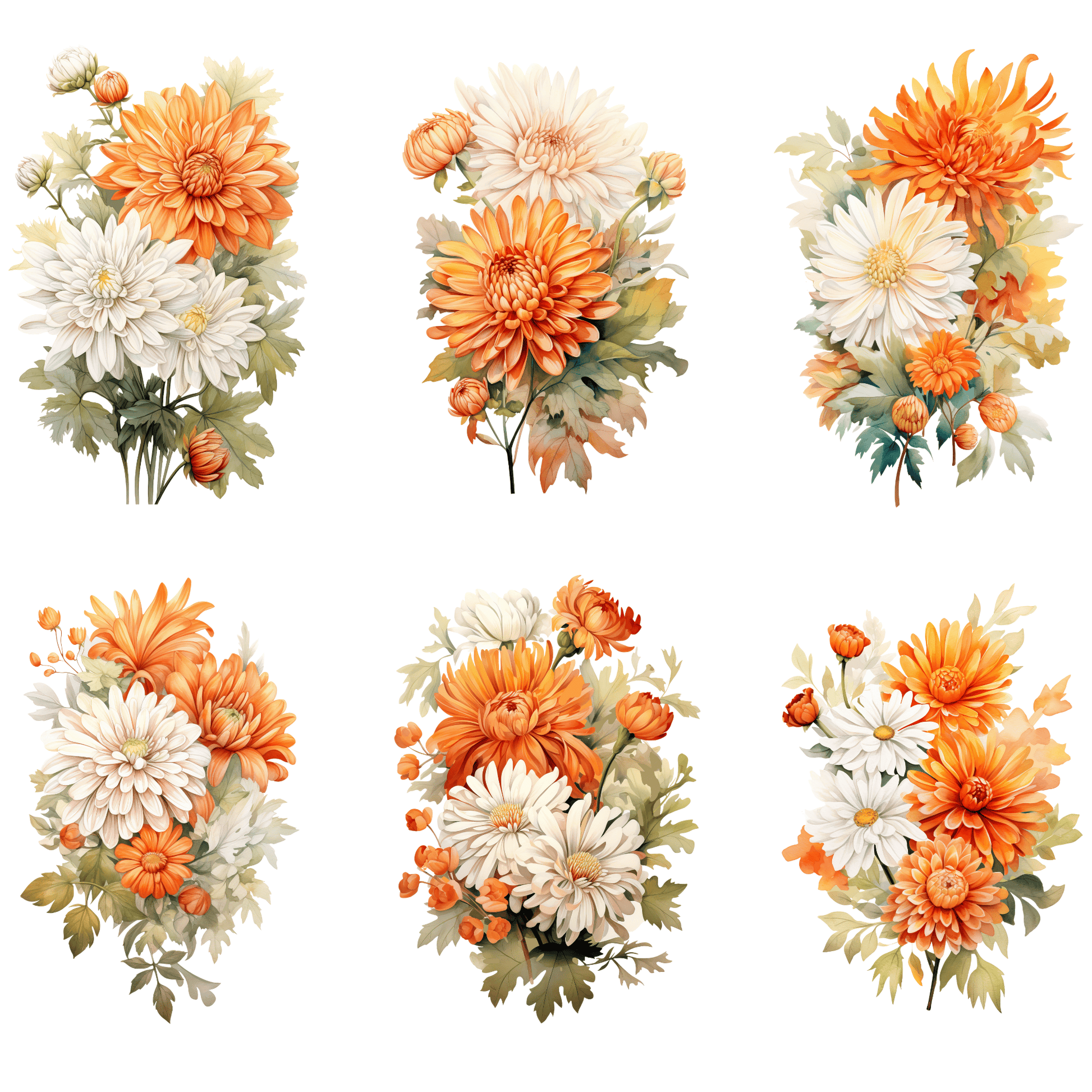 a bunch of flowers that are on a white background
