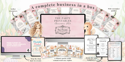 Party Printables Business Kit – Kids Birthday & Baby Shower Digital Product Bundle