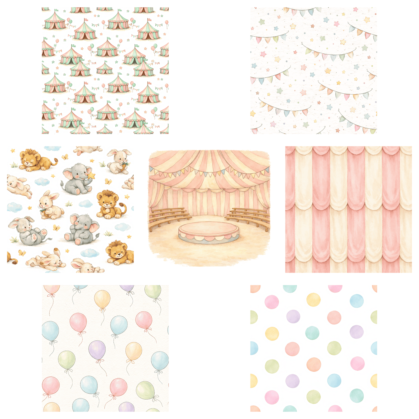Pastel Circus Clipart Bundle (Commercial Use PNG)