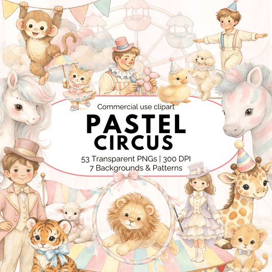 Pastel Circus Clipart Bundle (Commercial Use PNG)