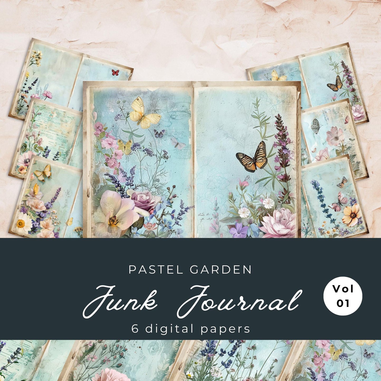 Pastel Garden Floral Junk Journal Pages Vol 1
