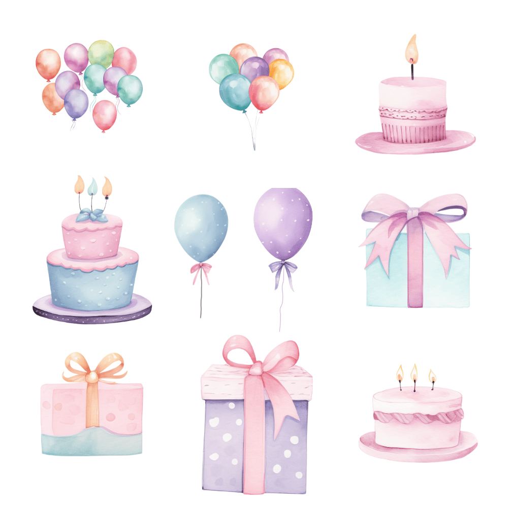 Pastel Happy Birthday Clipart