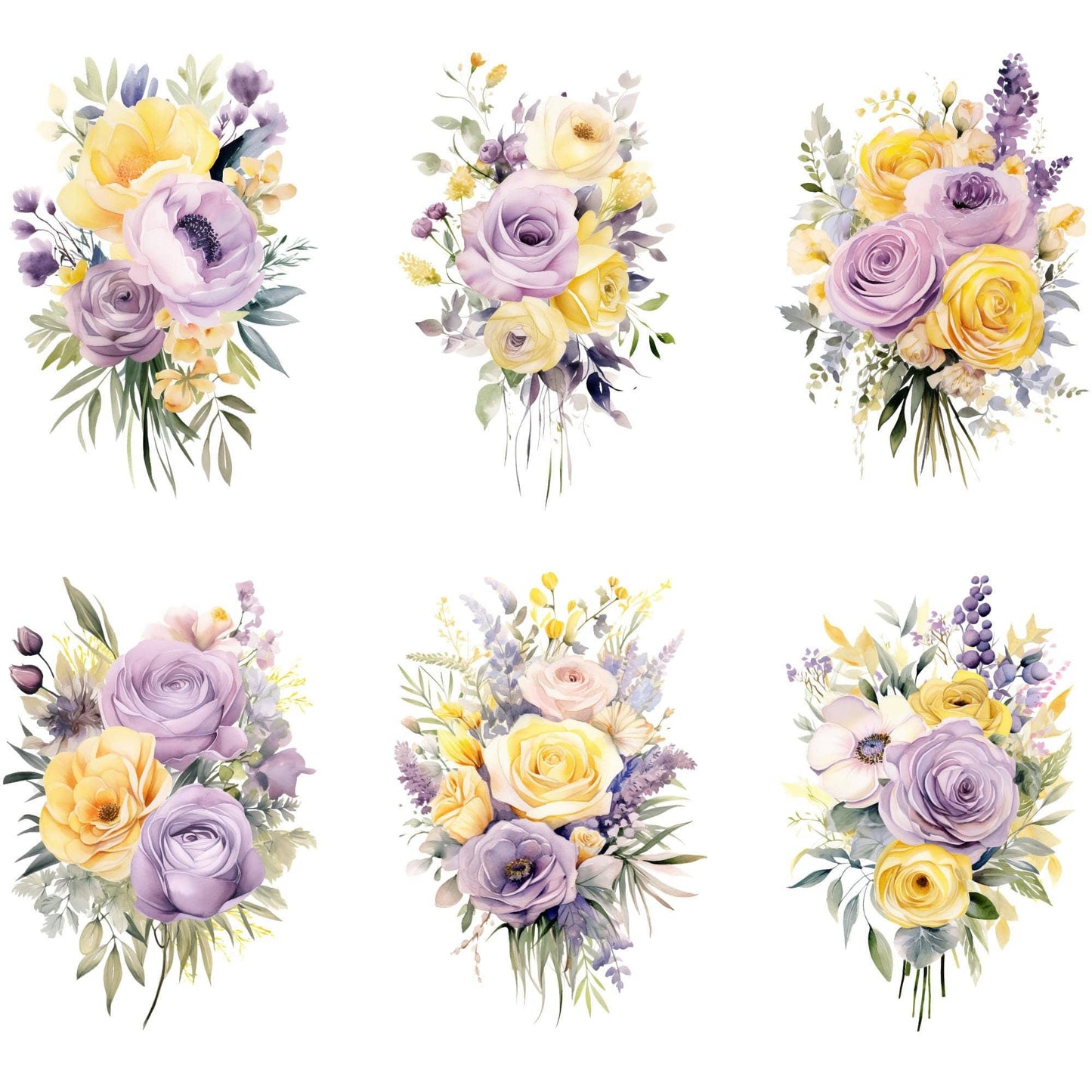 Pastel Purple and Yellow Wedding Flowers Clipart