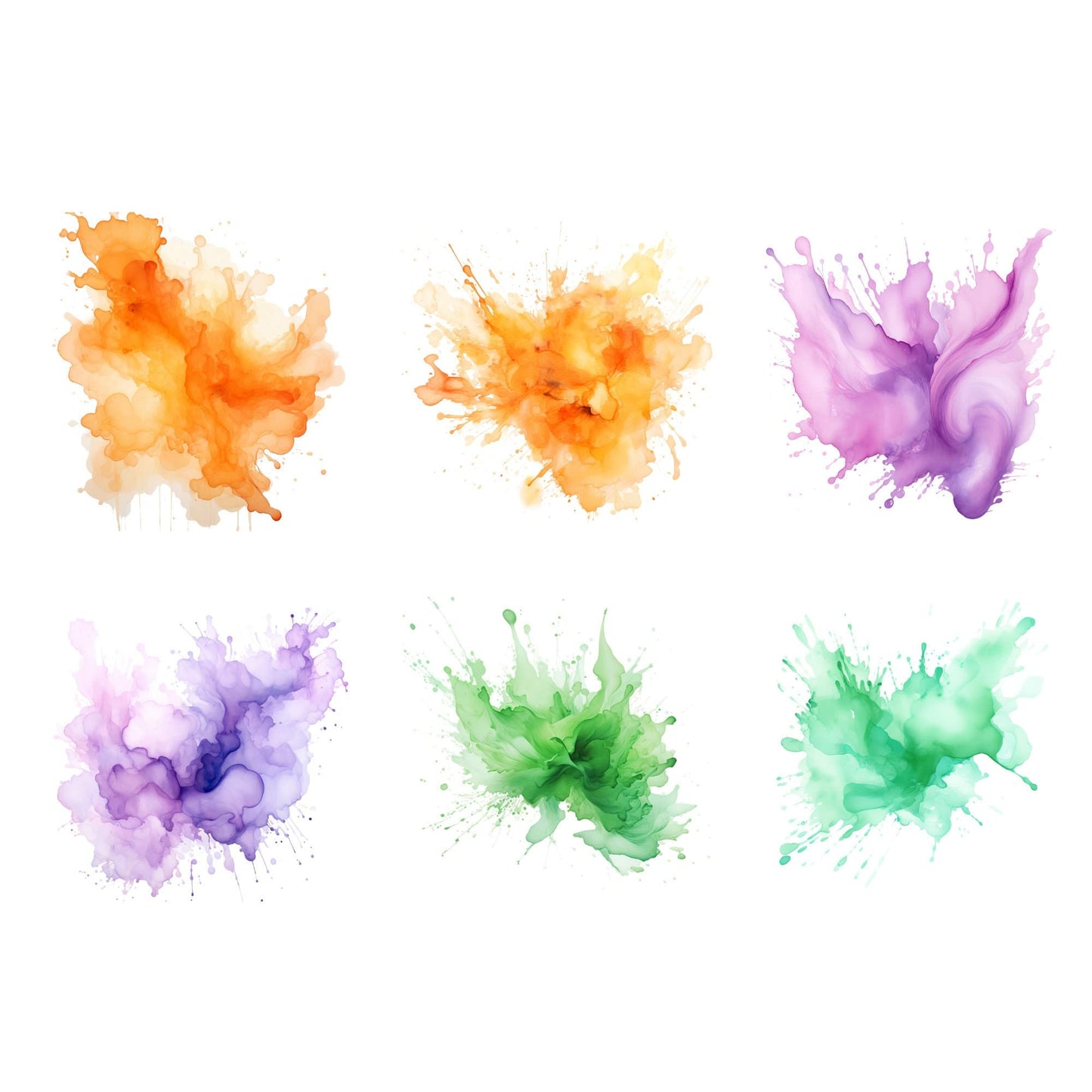 Pastel watercolor splatter clipart