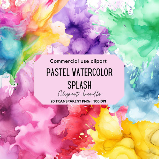 Pastel watercolor splatter clipart