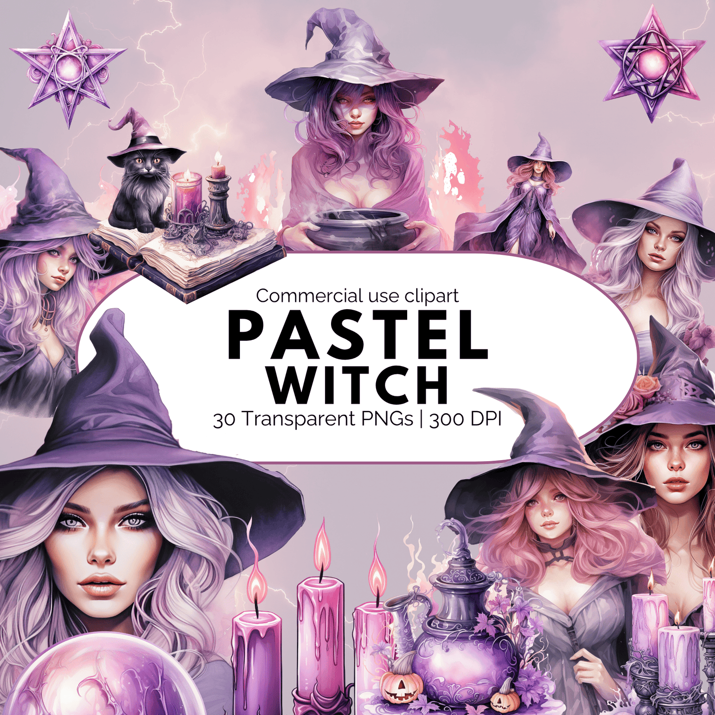 Pastel Witch Clipart