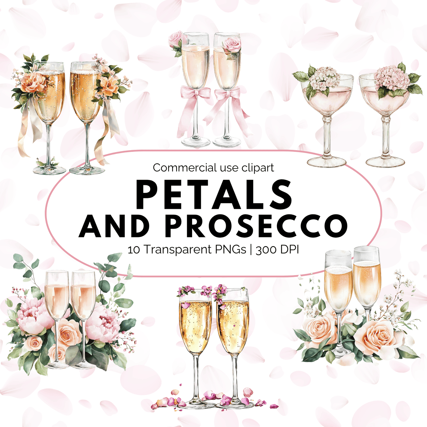 Petals and Prosecco Clipart