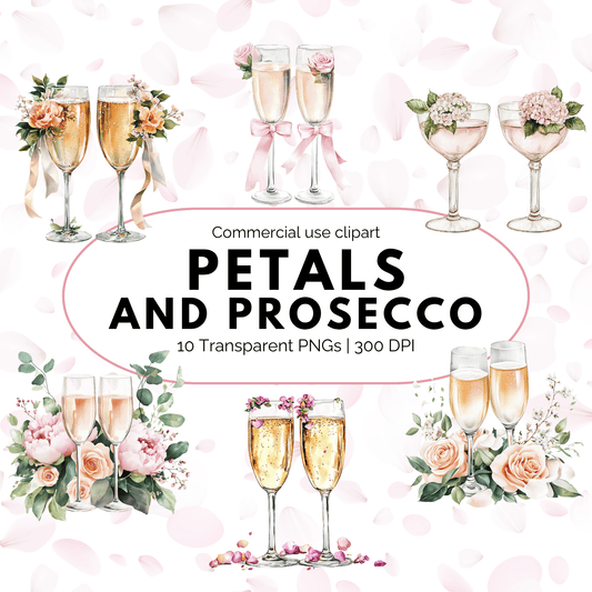 Petals and Prosecco Clipart