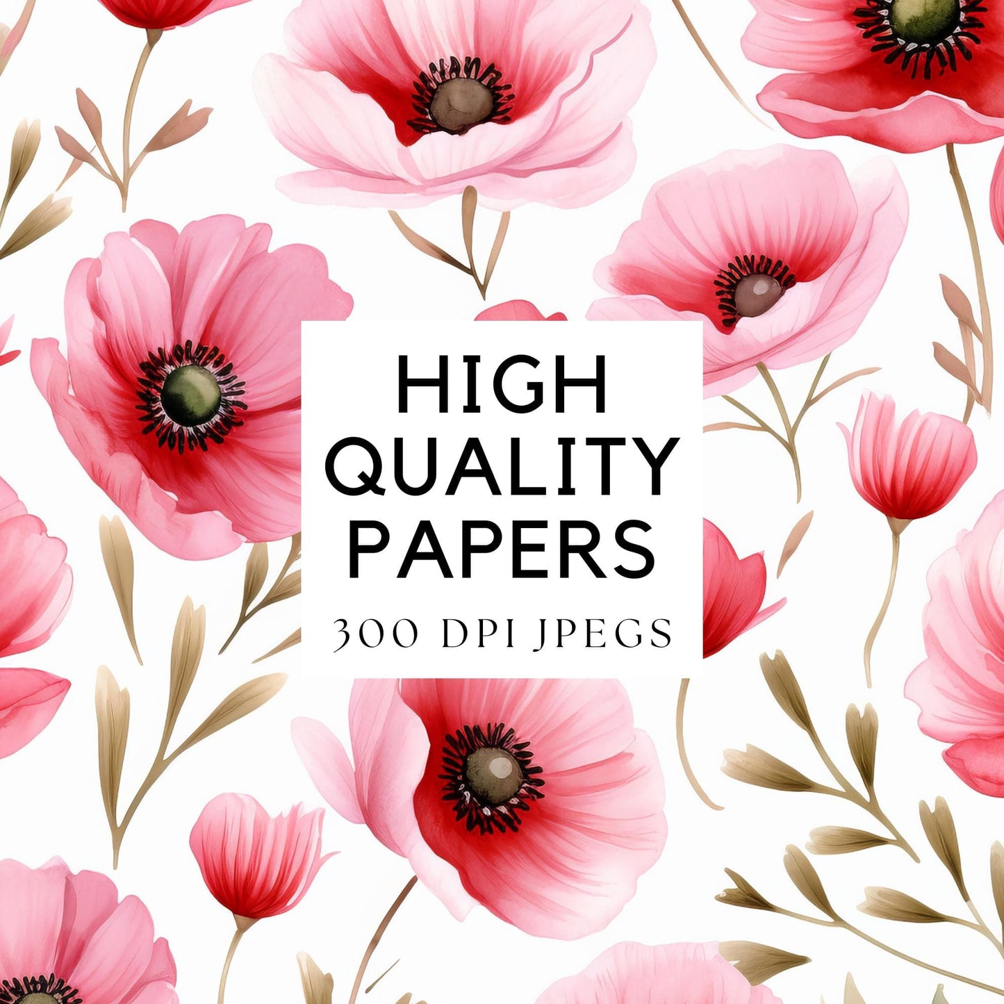 Pink and Red Anemones Digital Papers