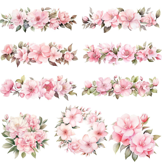 Pink Camellias Floral Clipart