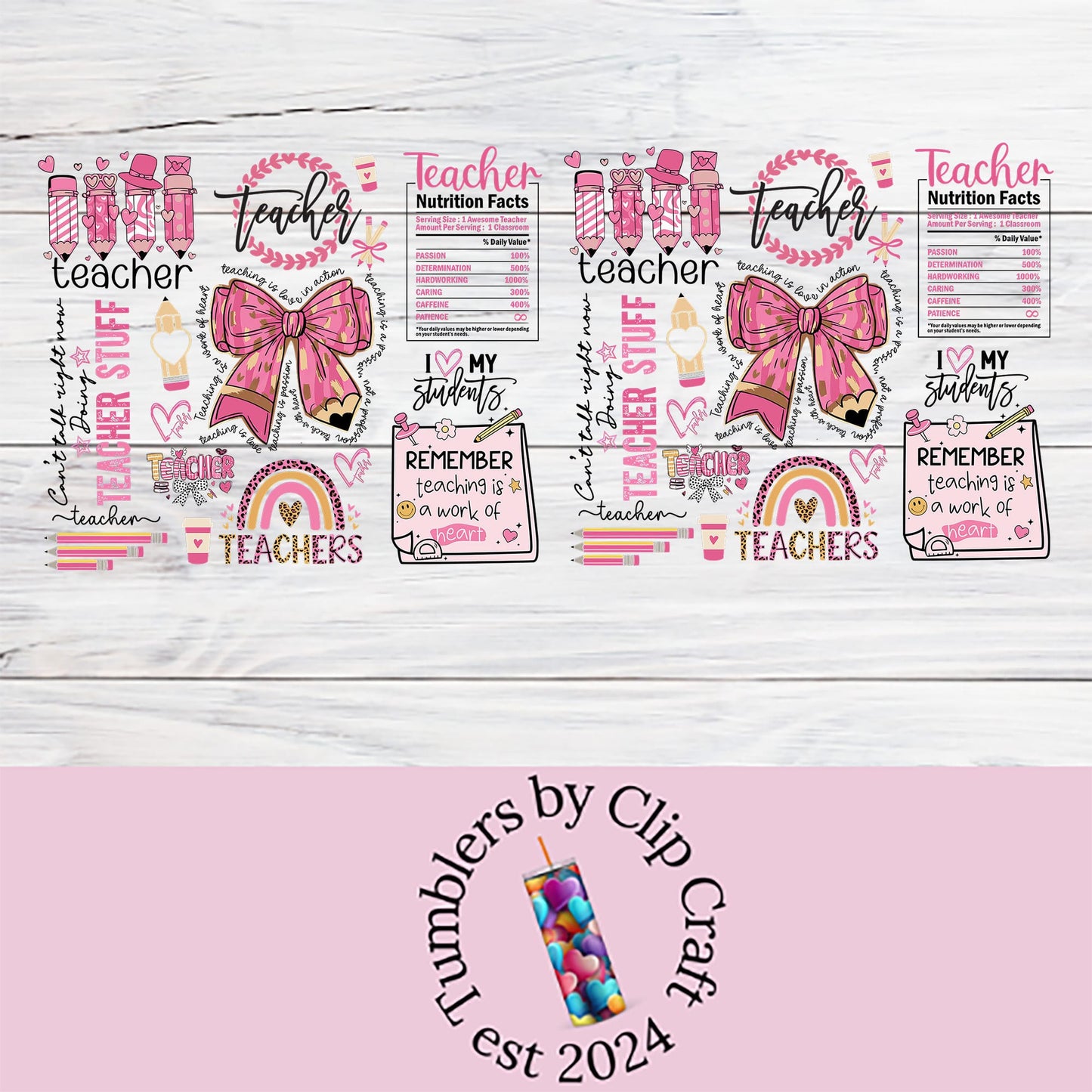 Pink Coquette Teacher Mug Wrap | 11oz Sublimation PNG