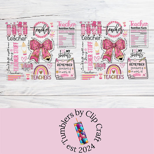 Pink Coquette Teacher Mug Wrap | 11oz Sublimation PNG
