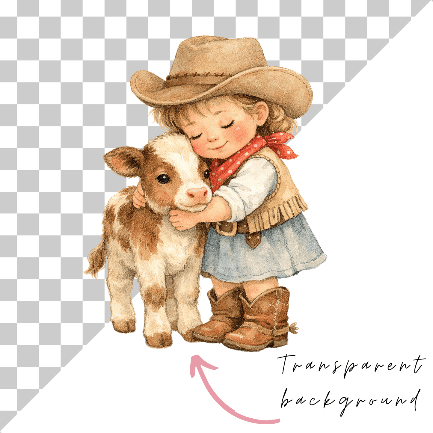 Pink Cowgirl Kids Clipart Bundle – Western Rodeo Girls PNG, Cute Baby Cowgirl Graphics, Commercial Use Clipart Pack